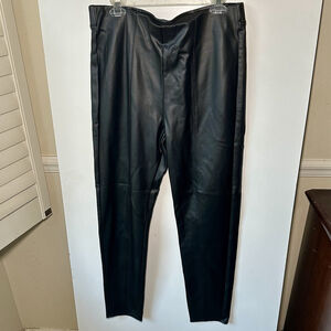 Baccini Women’s Size XL Faux Leather Black Pants Straight Leg High Waisted